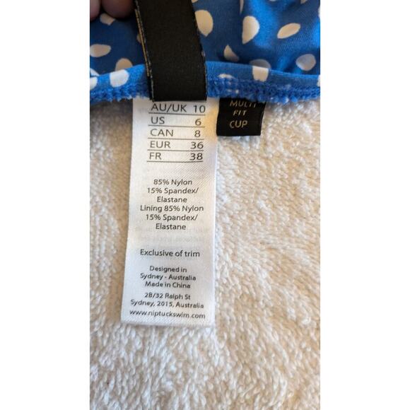 NIPTUCK Swim Blue & White Polka Dot Swimsuit w/ Cup Support, Size 6, Retro, Boho - Picture 8 of 8